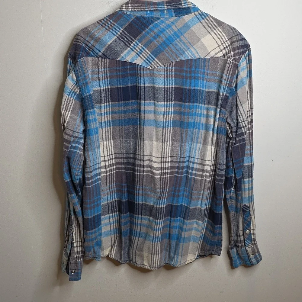 Levi's Men's Blue Plaid Pearlsnap Shirt Sz  XL